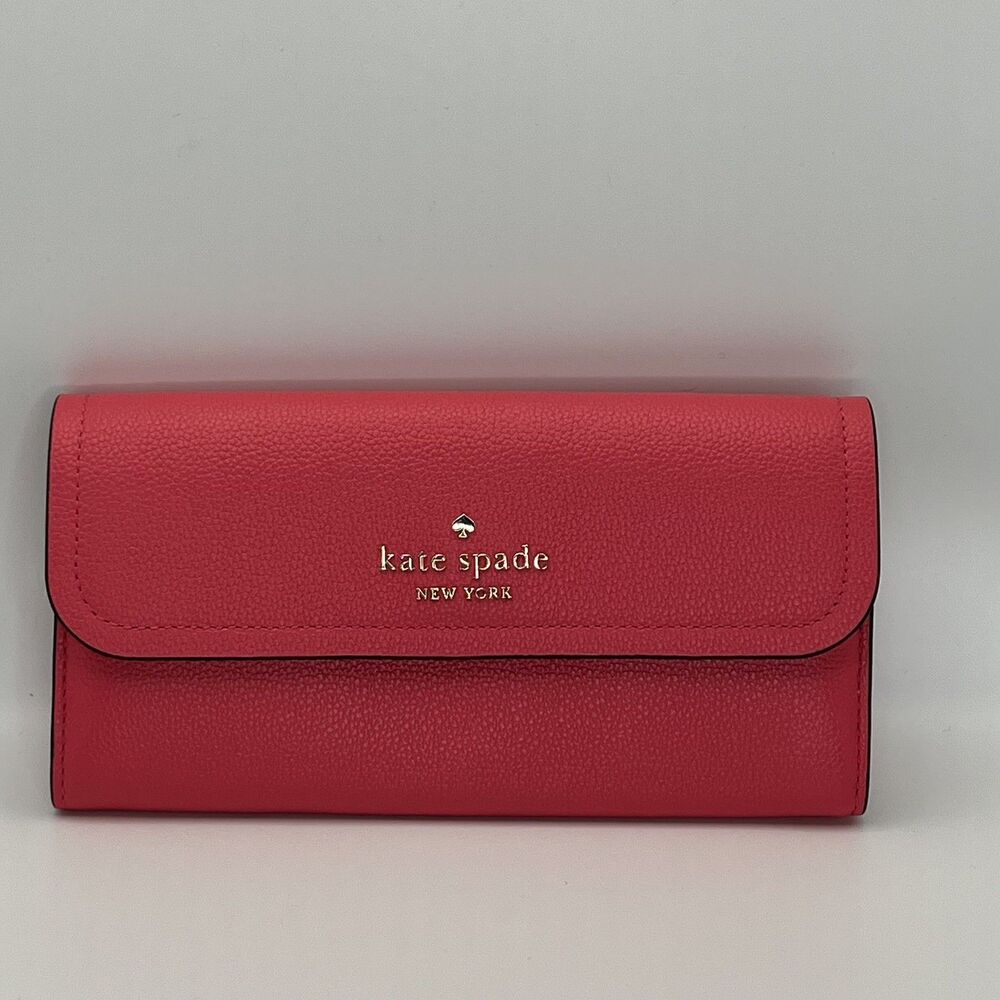 Kate Spade Rosie Large Flap Wallet Pink Pebbled Leather KB014 Clutch